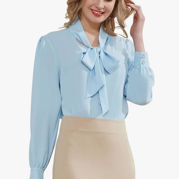 Tops - Women's Bow Tied Neck Chiffon Blouse